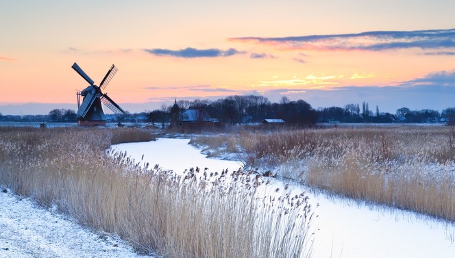 Winter molen landschap